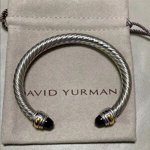 David Yurman Silver Bracelet with Gold and Black Accents 5mm